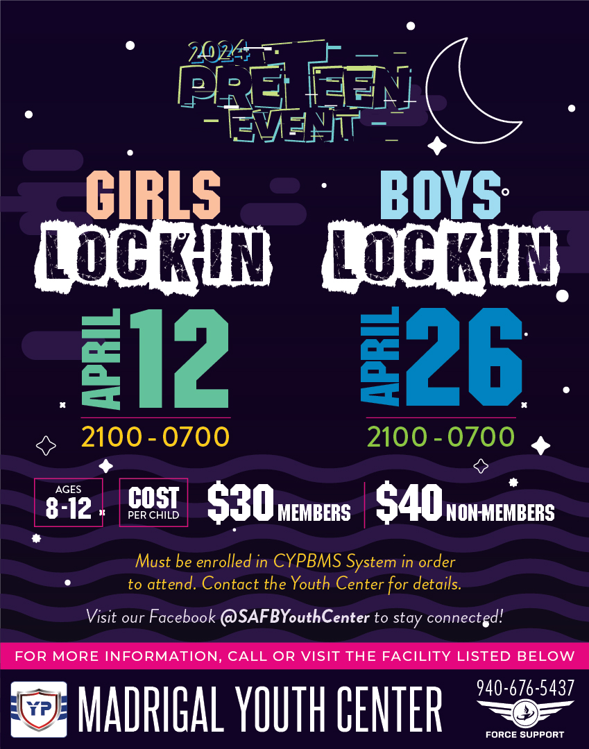 PreTeen Girls/Boys Lock-In